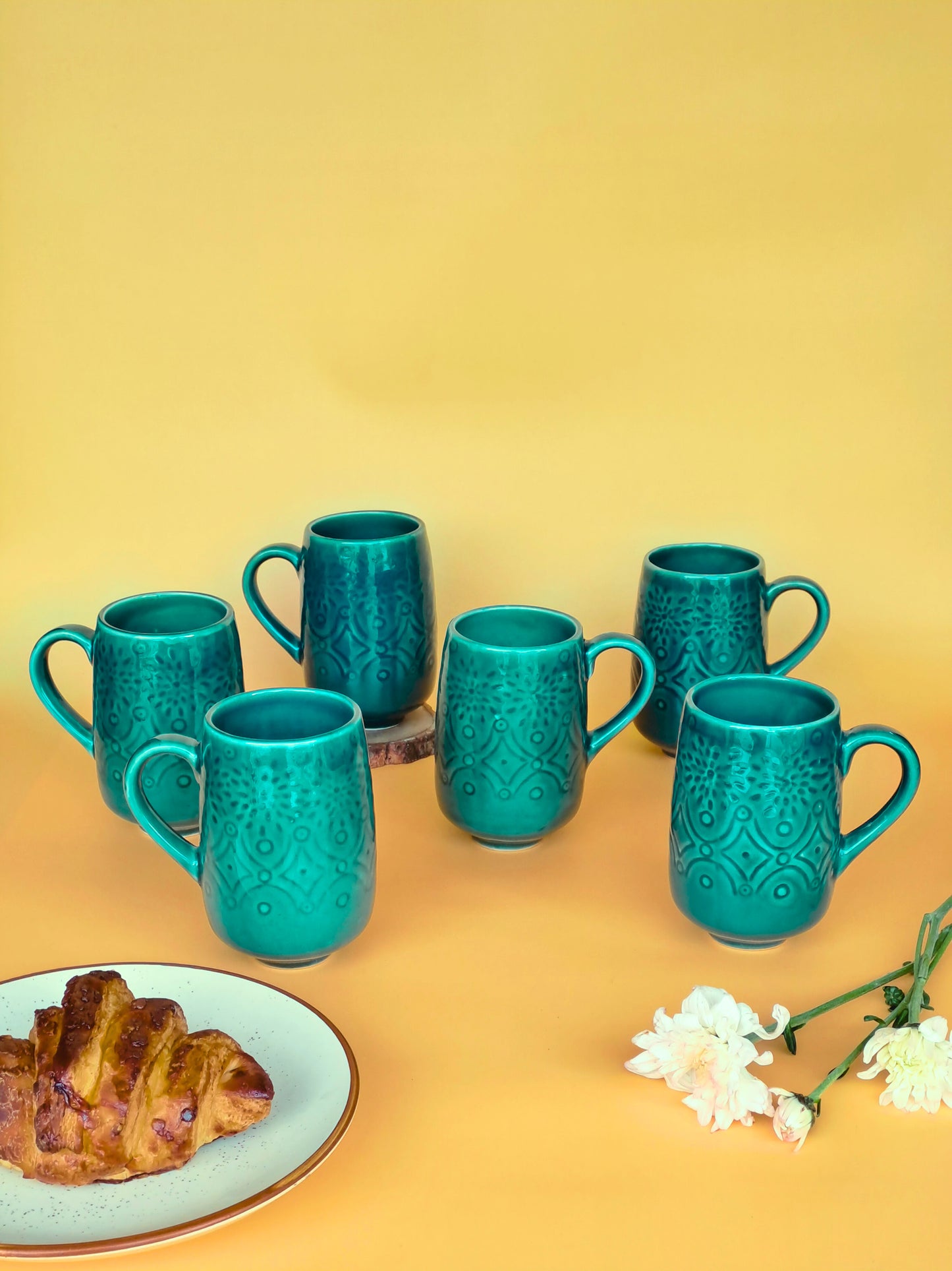 GREEN COLOR CERAMIC MUG/CUP (SET OF 2)