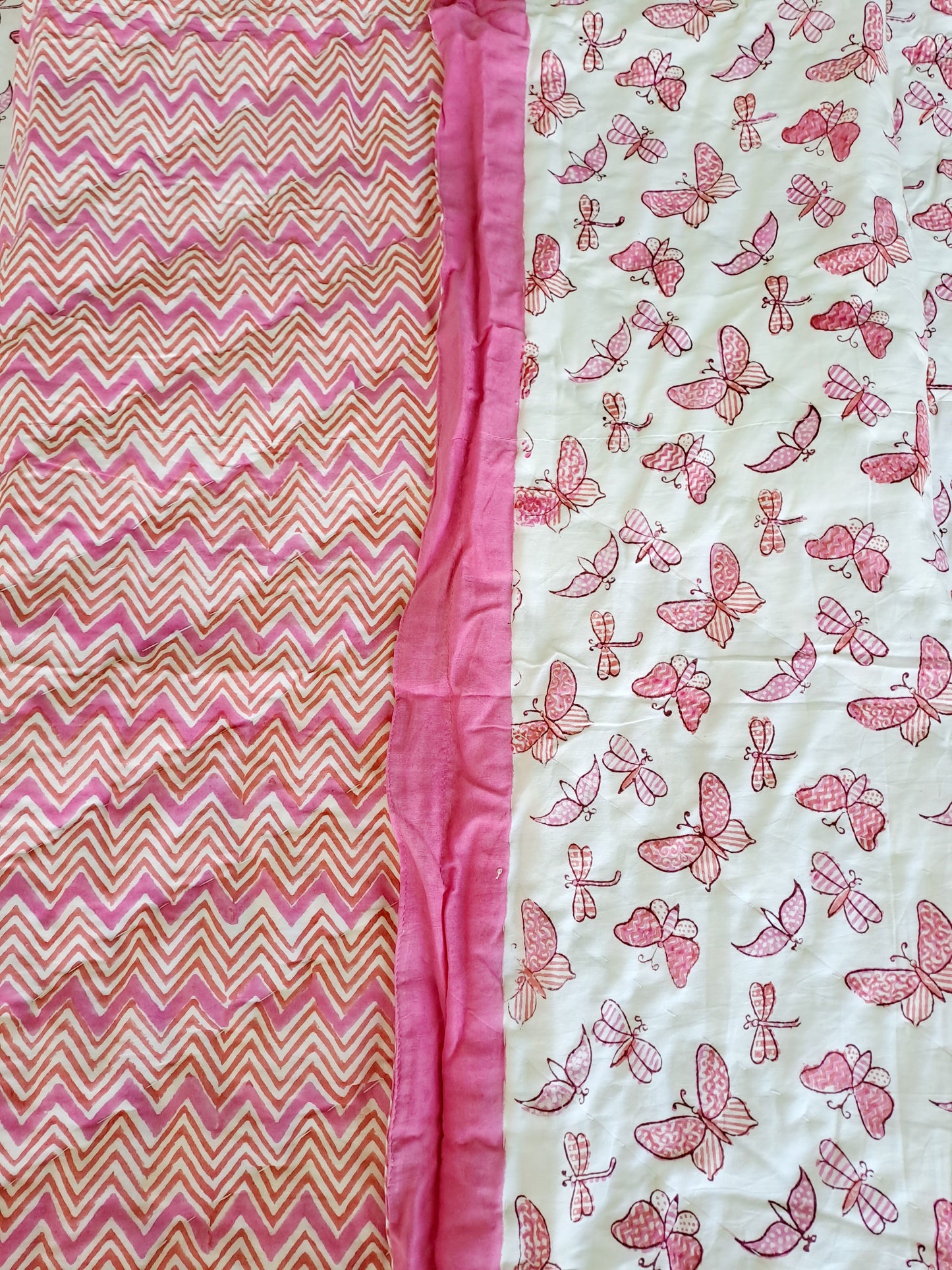 HANDBLOCK PRINTED REVERSIBLE COTTON KIDS (SINGLE) QUILT