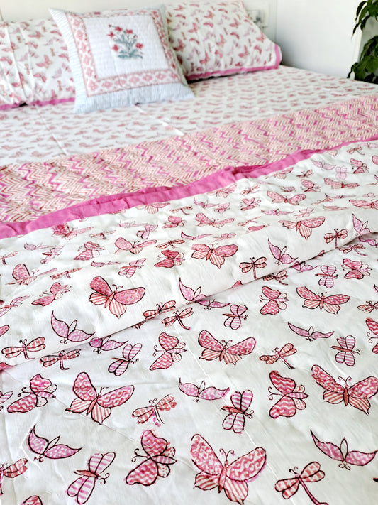 HANDBLOCK PRINTED REVERSIBLE COTTON KIDS (SINGLE) QUILT