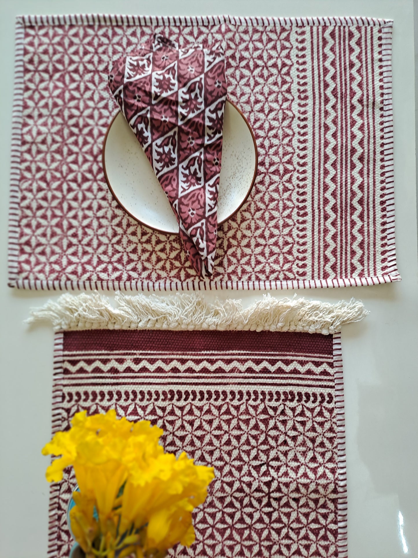 HANDBLOCK PRINT PLACEMAT AND NAPKIN SET