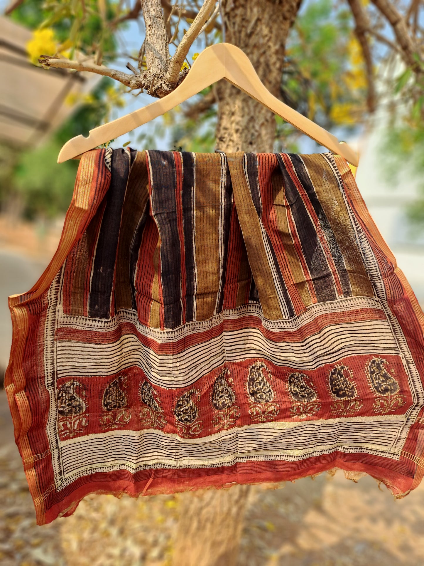 KOTA DORIA HAND BLOCK PRINT BROWN DUPATTA