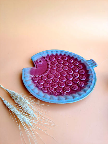 CERAMIC MAROON FISH PLATTER