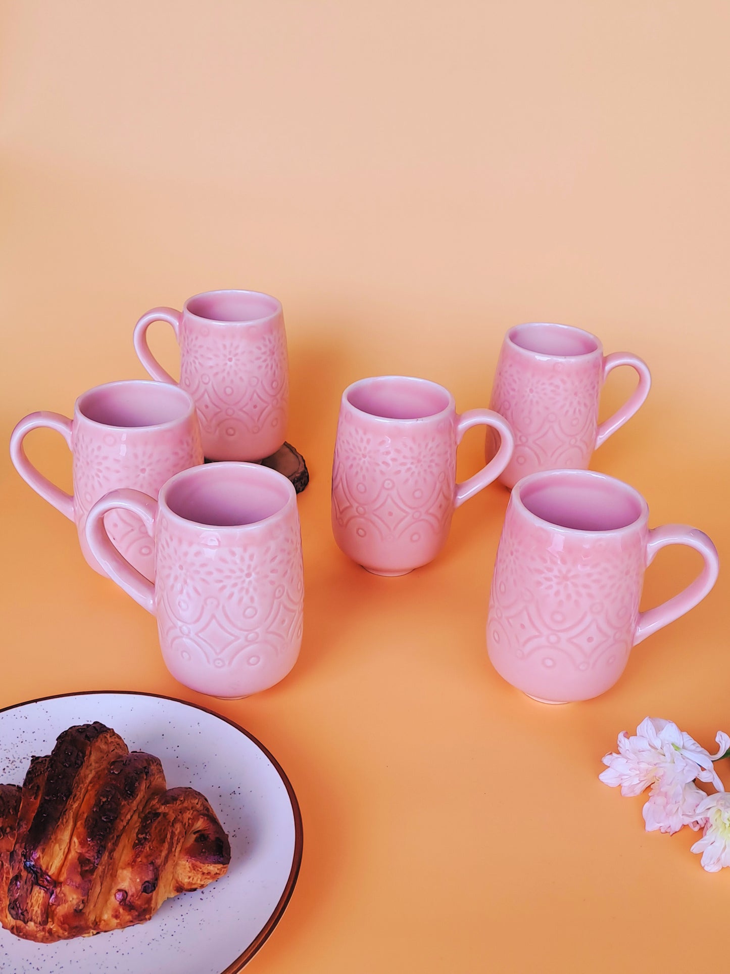 PINK COLOR CERAMIC MUG/CUP (SET OF 2)