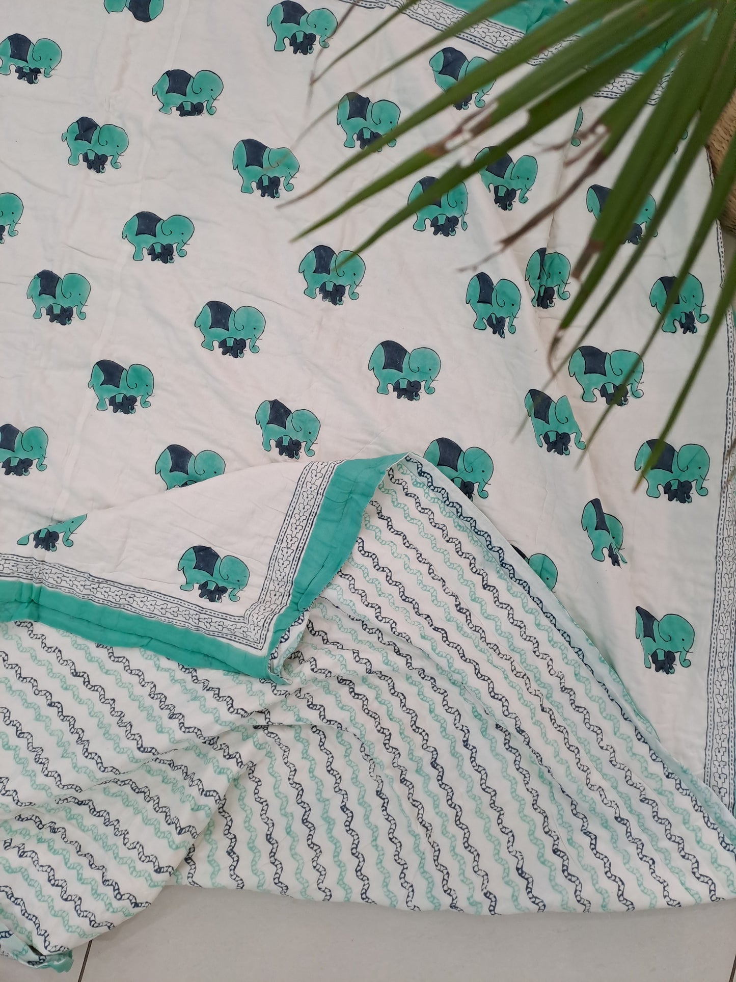 HANDBLOCK PRINTED REVERSIBLE COTTON KIDS (SINGLE) QUILT