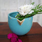 CERAMIC PEACOCK BLUE SMALL BIRD PLANTER