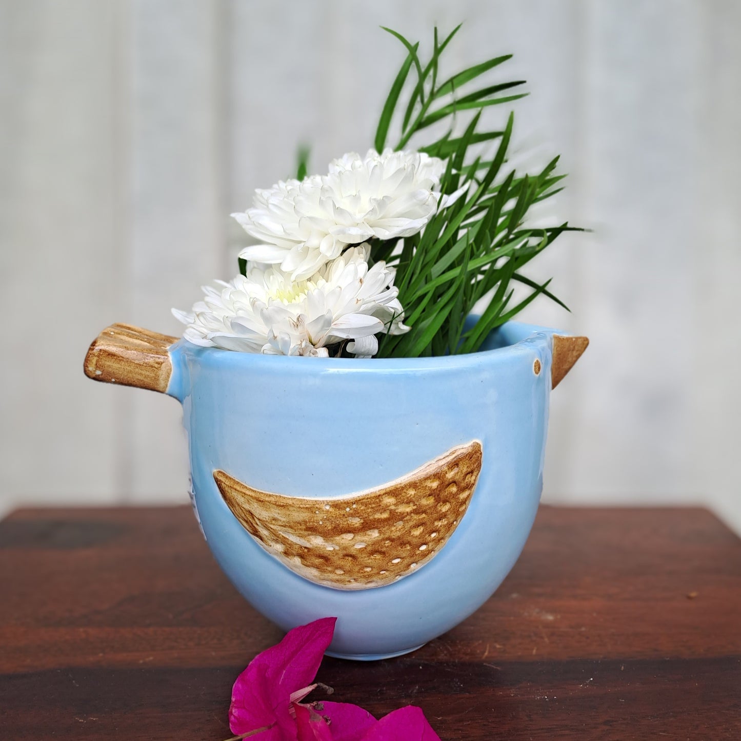 CERAMIC SKY BLUE SMALL BIRD PLANTER