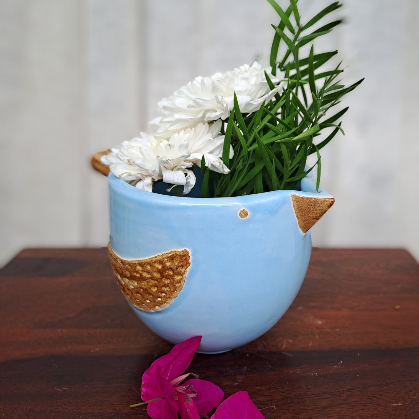 CERAMIC SKY BLUE SMALL BIRD PLANTER