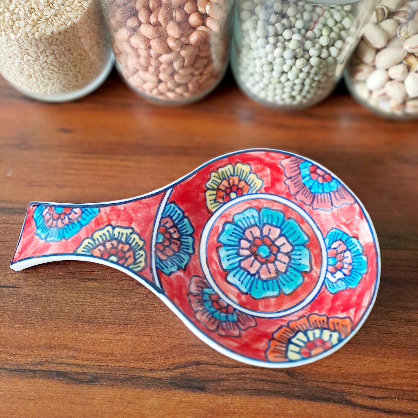 HAND PAINTED RED SPOON REST