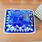 HAND PAINTED ROYAL BLUE CERAMIC / POTTERY BUTTER DISH