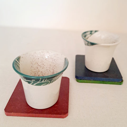 White Ceramic Kulhar set of 2