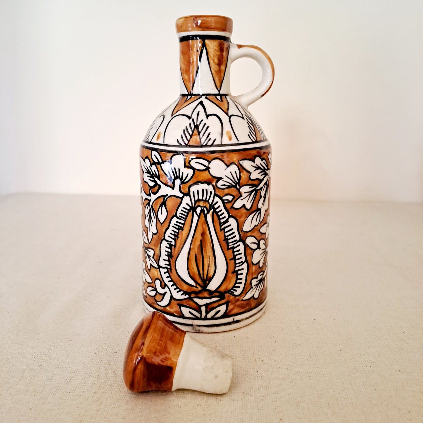 CERAMIC ART HAND PAINTED BROWN COLOR OIL DISPENSER