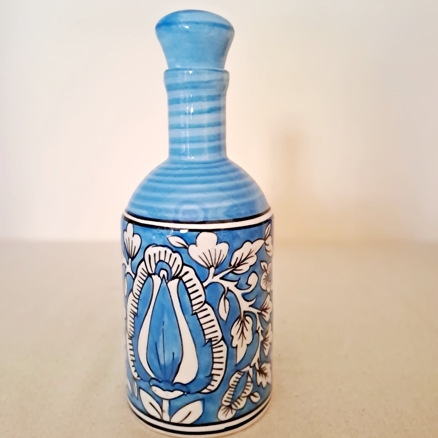 CERAMIC ART HAND PAINTED BLUE COLOR OIL DISPENSER