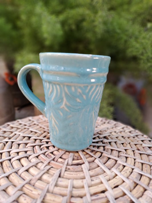 BLUE COLOR MUG/CUP WITH BEAUTIFUL ART (SET OF 2)