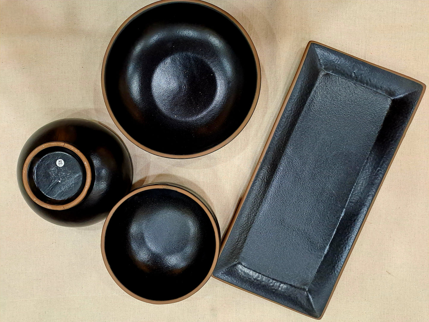 BLACK PLATTER, PASTA PLATE AND BOWL COMBO