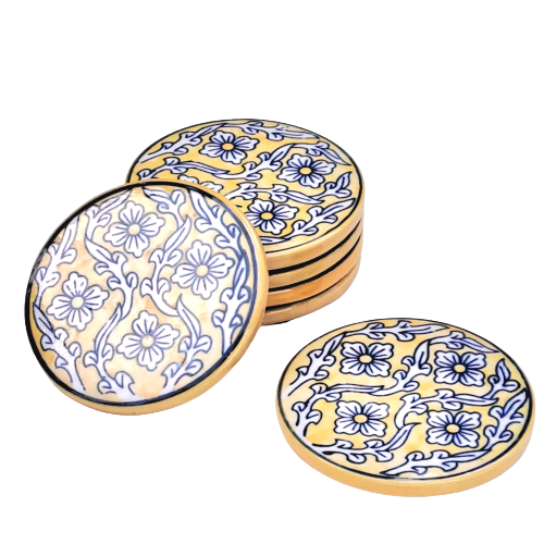 Ceramic handpainted coaster set