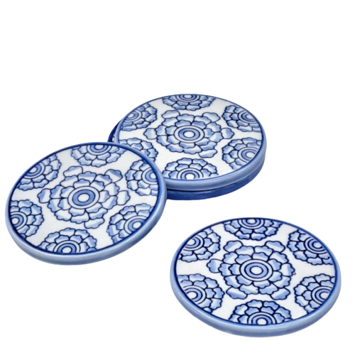 Ceramic handpainted coaster set