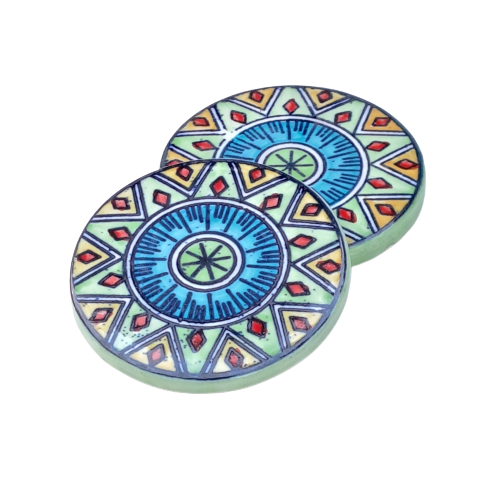 Ceramic handpainted coaster set