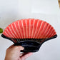 CERAMIC SEA SHELL  RED PLATTER