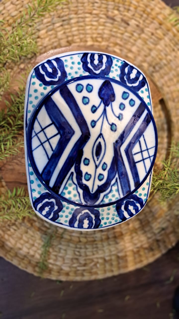 HANDPAINTED CERAMIC JAR WITH  LID