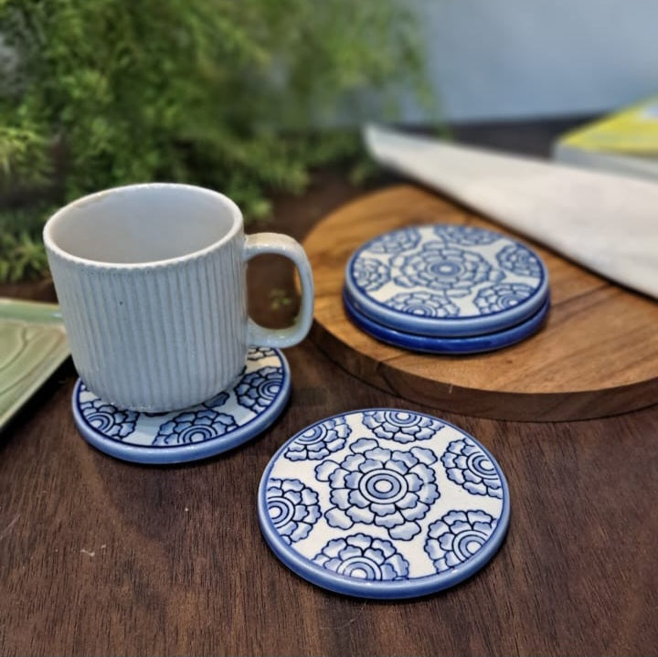 Ceramic handpainted coaster set